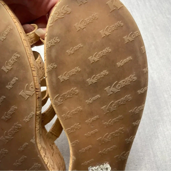 Kork’s Platform Leather & Cork Toe Loop Maya Strappy Round Tie Wedge Sandals - Picture 7 of 11